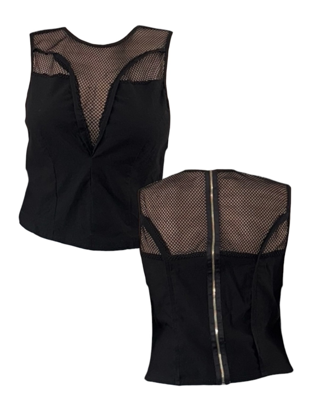 Charlotte Russe Black Sleeveless Lace Yoke Camisole